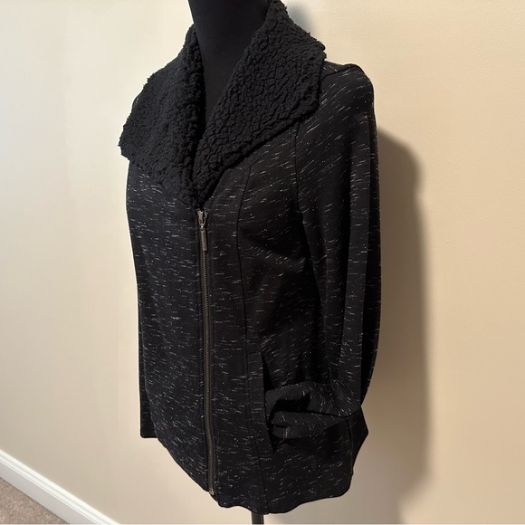 Shailene Shearling Collar Knit Jacket by Kensie - Picture 6 of 14